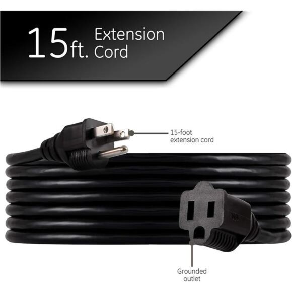 Outdoor Extension Cord,15 Ft,Heavy Duty Extension Cord,Double Insulated,Grounded - Picture 2 of 7